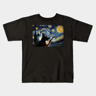 Tail Tales German Shepherd Dog Starry Night, Tee Talk Triumph Extravaganza Kids T-Shirt